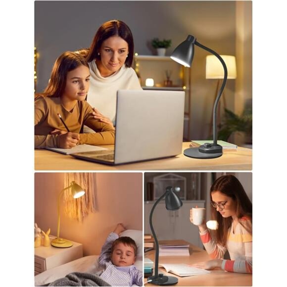 LED Desk Lamp with USB Charging Port 3 Color Modes Dimmable Reading Light - Picture 6 of 7